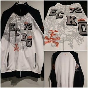 Marc Ecko Unltd. White & Blue Sweatshirt  Jacket